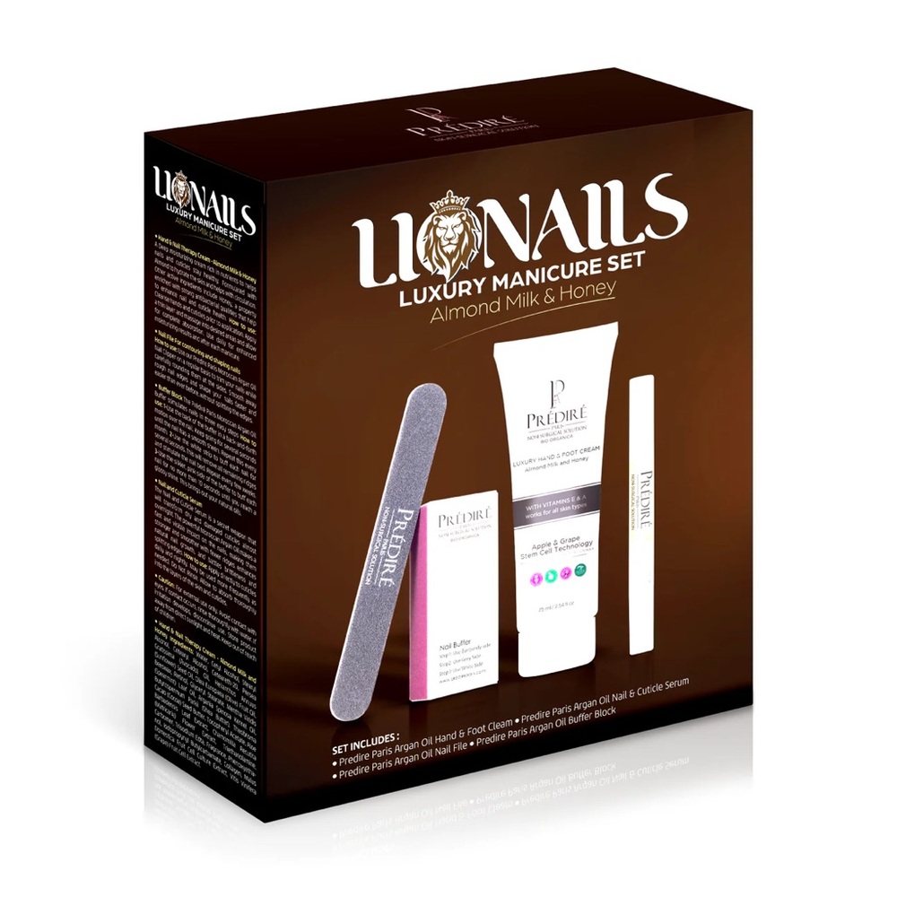 Brand new sealed Lionails Luxury Manicure Set Almond Milk and Honey 4-Piece Set
